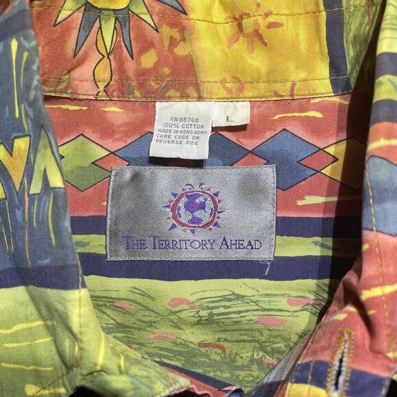 Vintage‎ Mens Hawaiian Shirts (LOT OF 2) The Territory Ahead Size Large Colorful - Picture 6 of 16